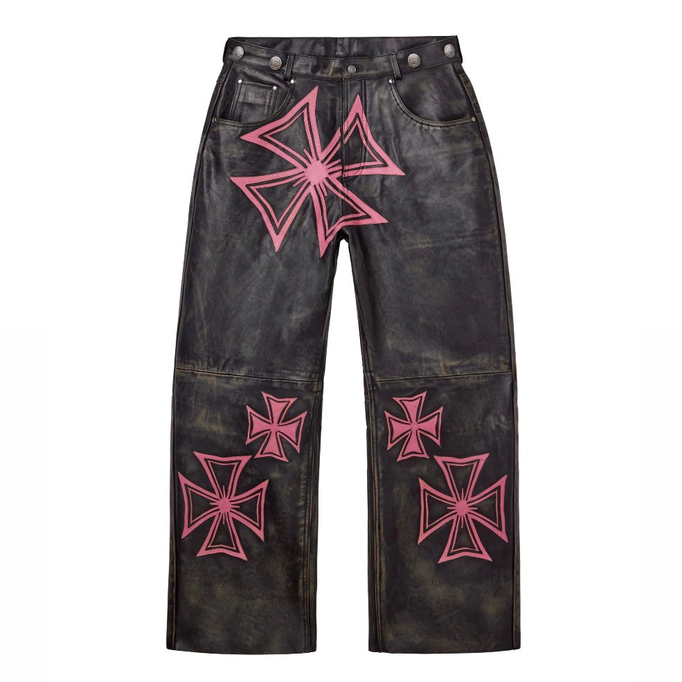Vale Bubble Gum Leather Croxxx Pants