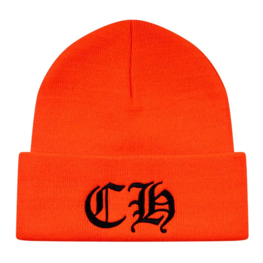 Chrome Hearts Orange CH Logo Beanie