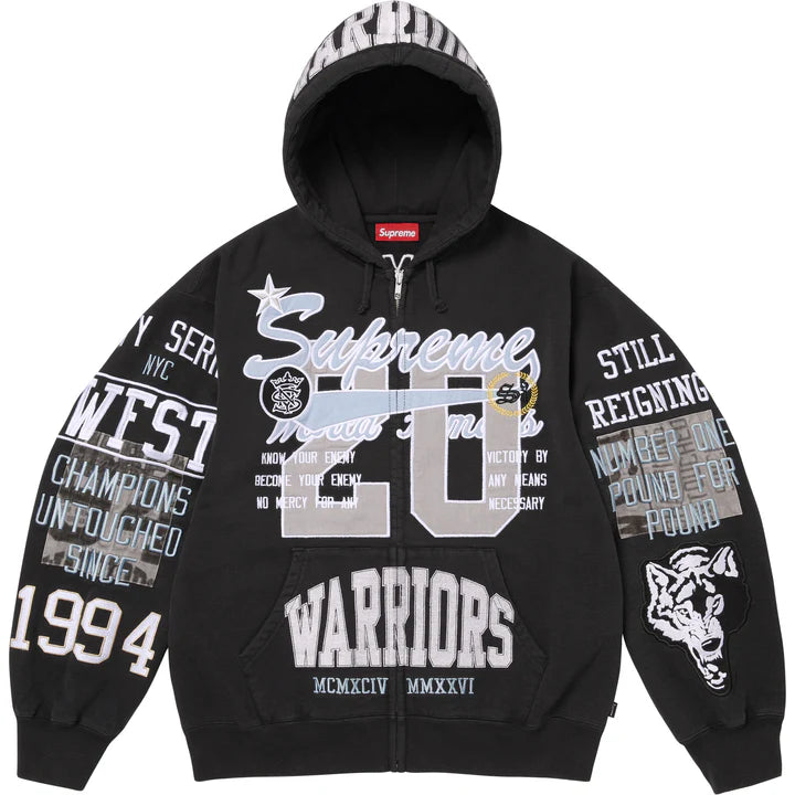 Supreme Black Warriors Applique Zip Hoodie