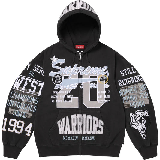 Supreme Black Warriors Applique Zip Hoodie