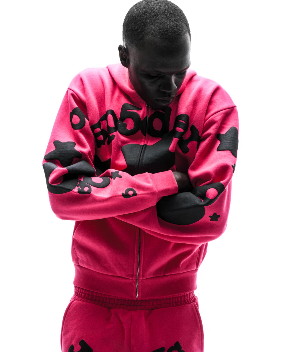 Sp5der Pink Black Beluga Zip Hoodie