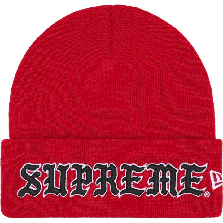 Supreme Red New Era Old English Beanie