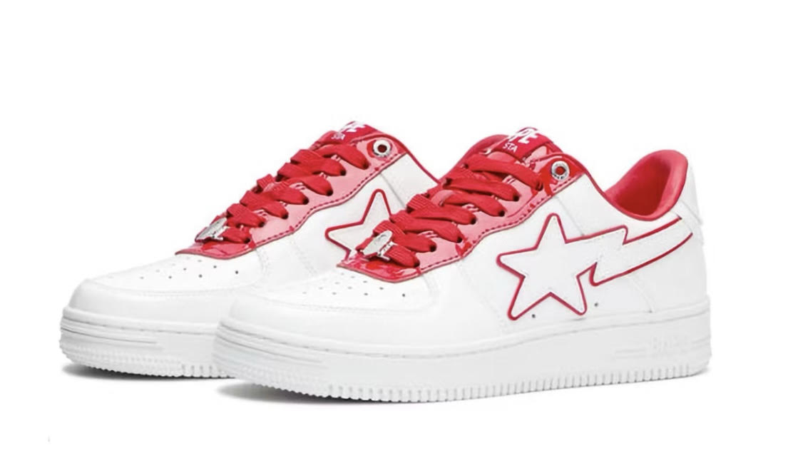 Bape Sta Patent Leather White Red