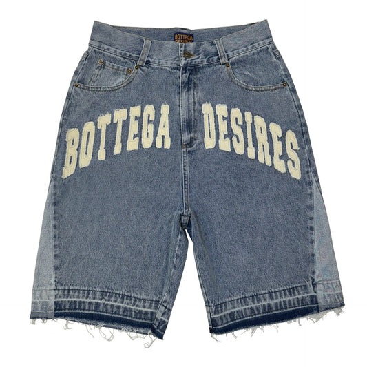 Bottega Desires Blue Denim Shorts Front