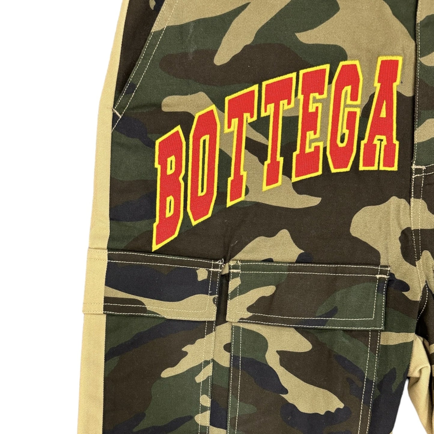 Bottega Desires Camo Cargo Shorts Close 1