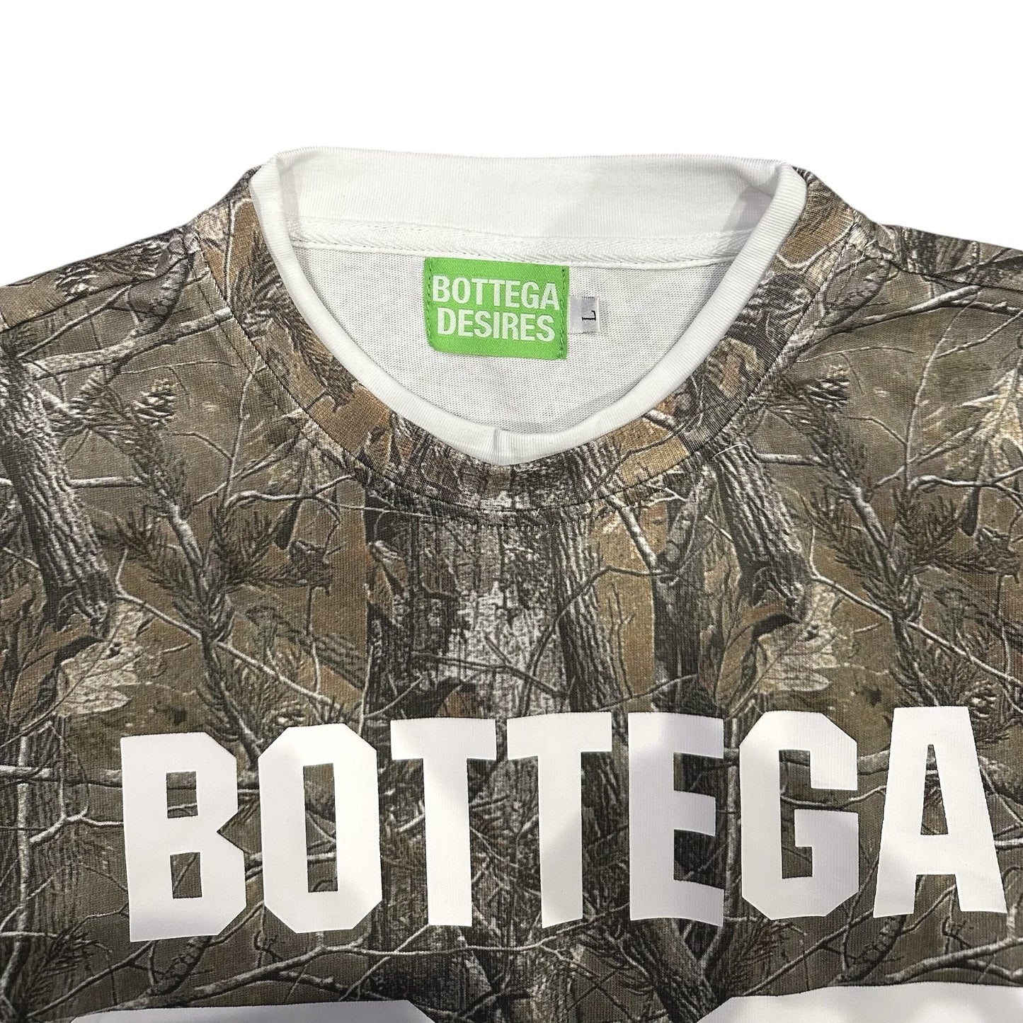 Bottega Desires Camo Long Sleeve Collar