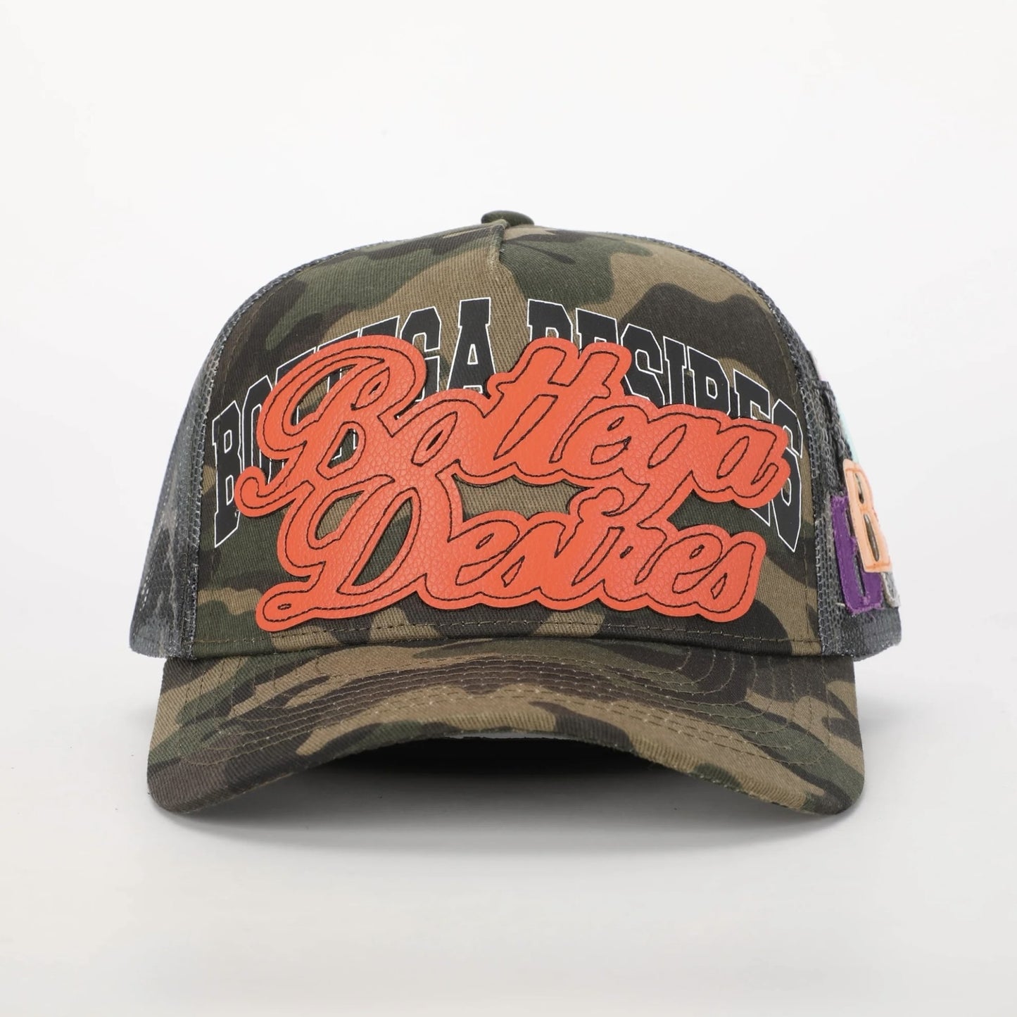 Bottega Desires Camo Trucker Hat Front