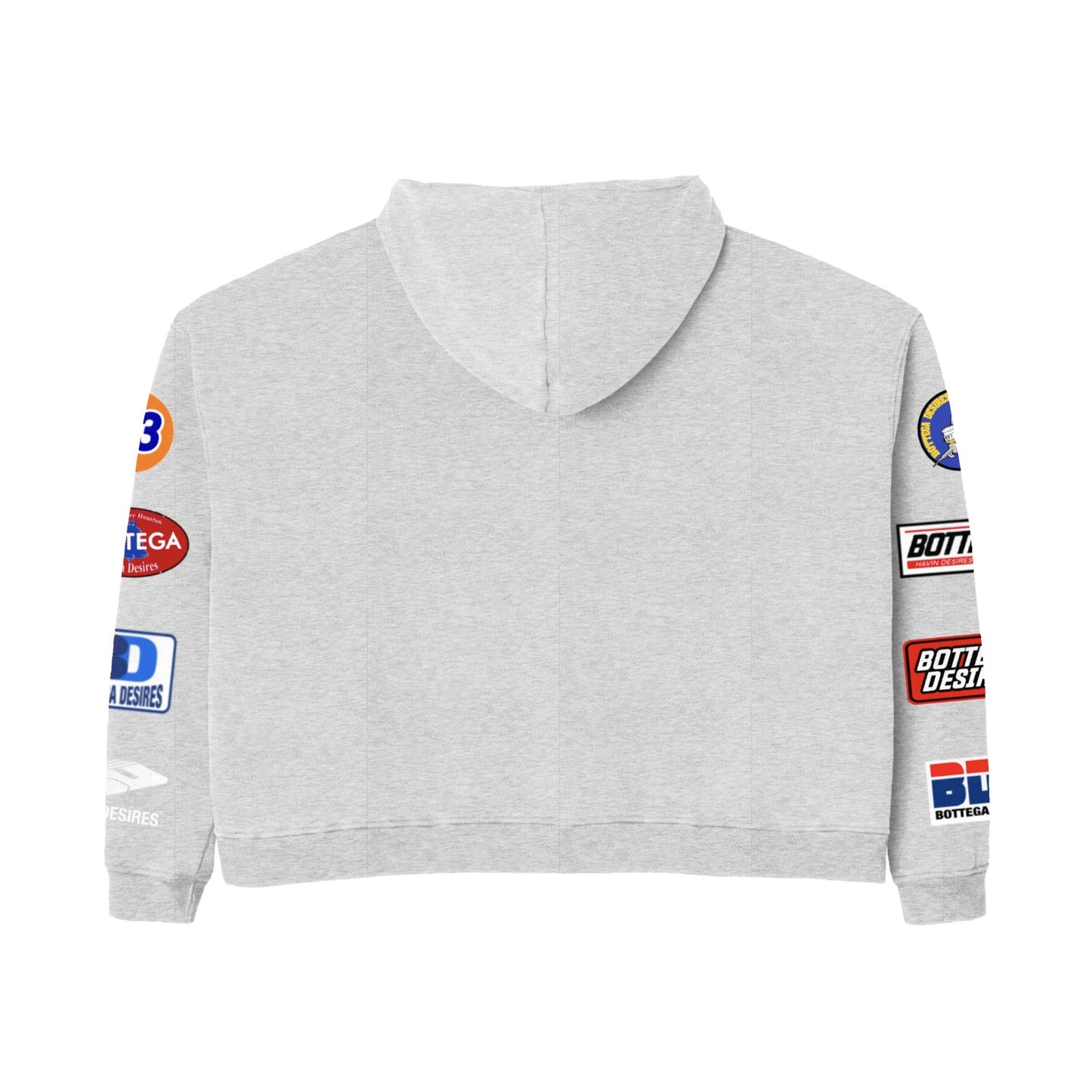 Bottega Desires Grey Patches Zip Hoodie Back