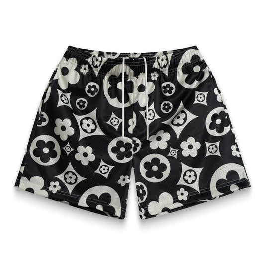 Bravest Studios Black White Flower Shorts Front