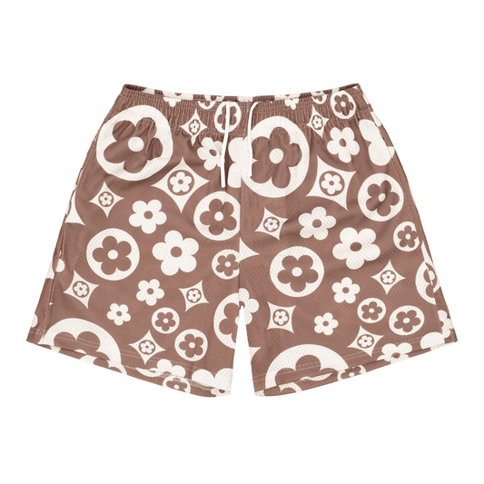 Bravest Studios Brown Flower Shorts front