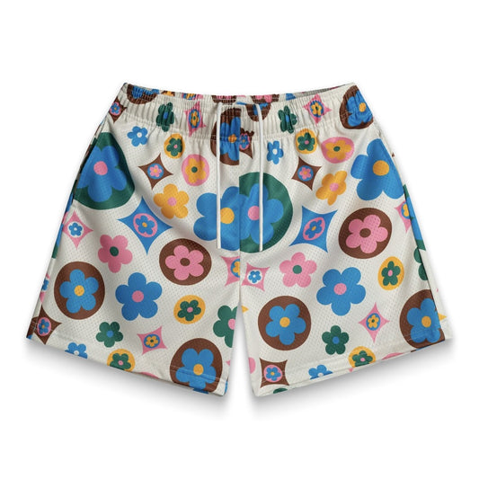 Bravest Studios Cream Multi Flower Shorts Front
