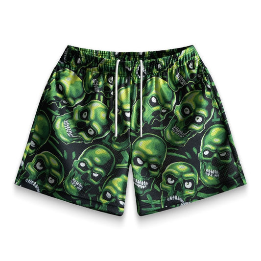Bravest Studios Green Skully Shorts Front