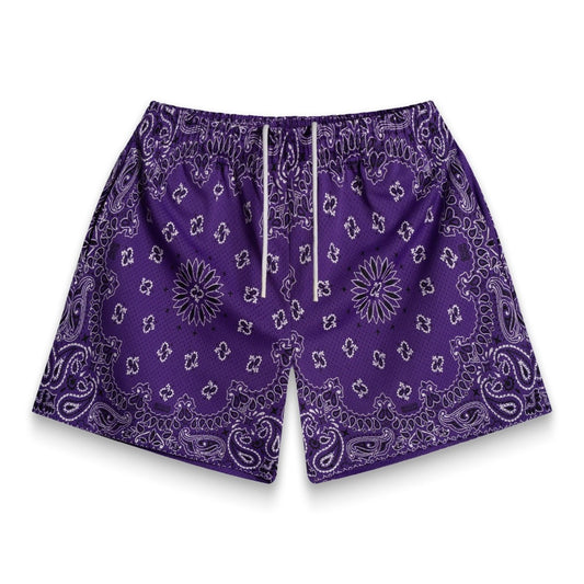 Bravest Studios Purple Paisley V2 Shorts Front