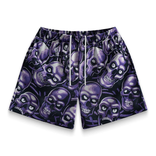 Bravest Studios Purple Skully Shorts Front