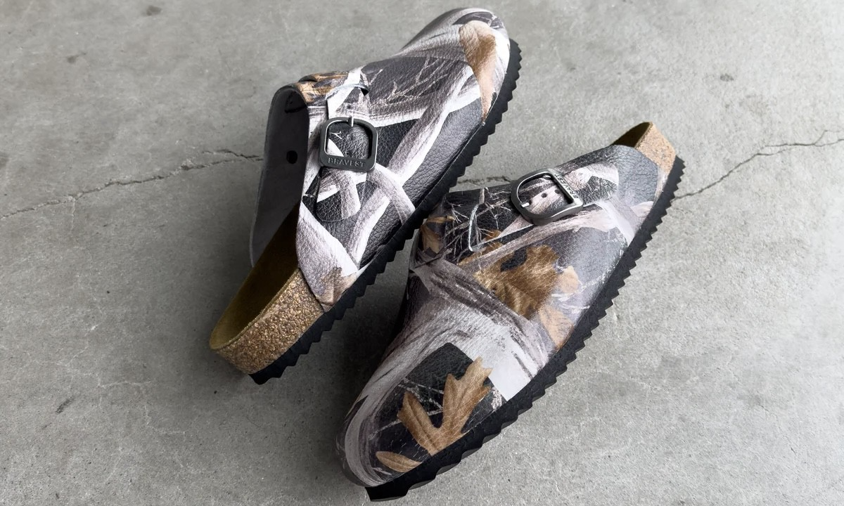 Bravest Studios Tree Camo Clogs side by side