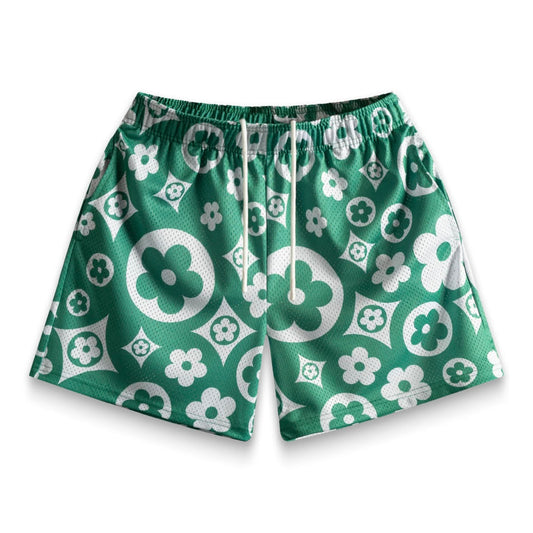 Bravest Studios Green White Flower Shorts