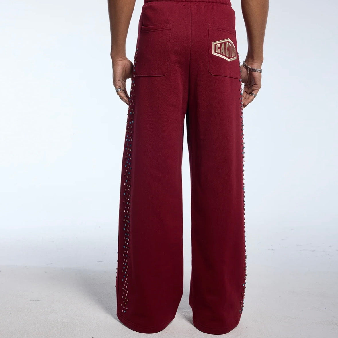 AZVA Maroon Crystal Cactus Sweatpants