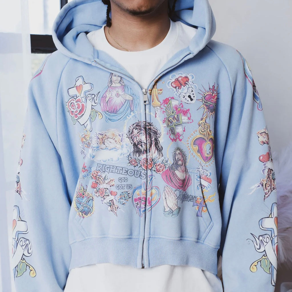 We Are Righteous Blue Risen King Zip Hoodie
