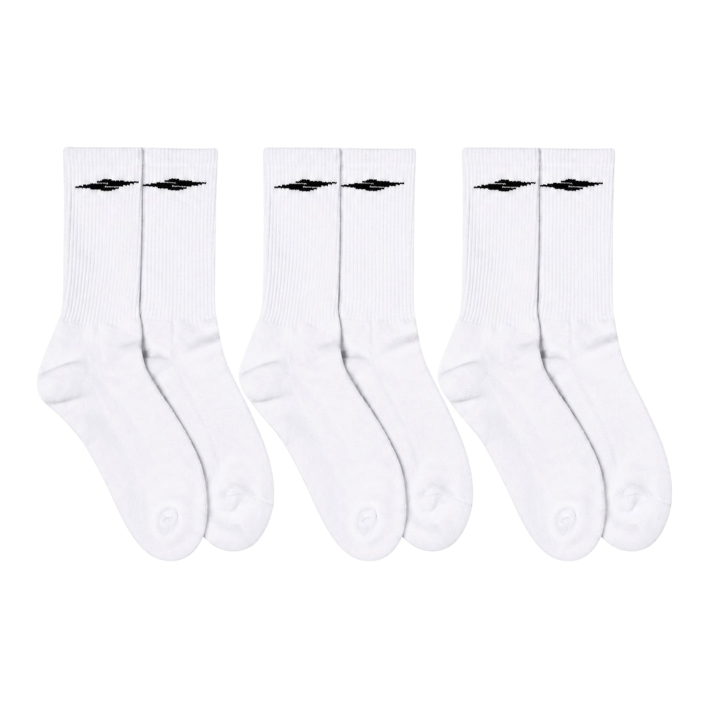No Feelings White Crew Socks 3-Pack