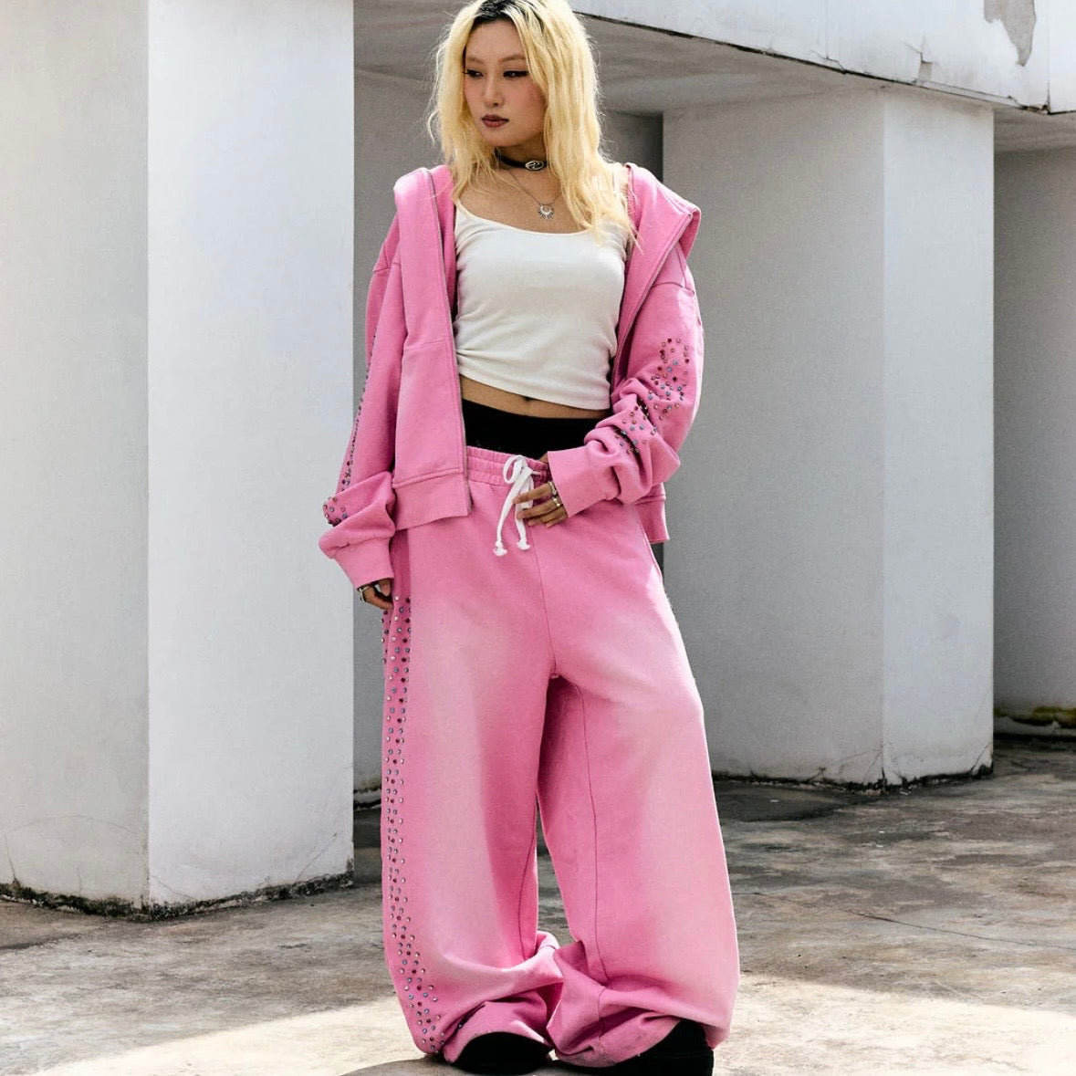 AZVA Pink Crystal Cactus Sweatpants