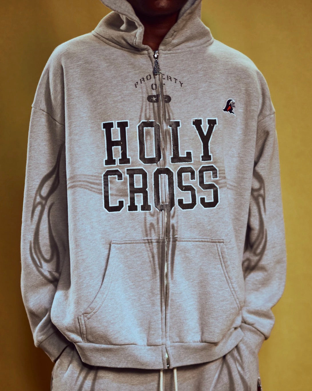 Hellstar Heather Grey Holy Cross Zip Hoodie