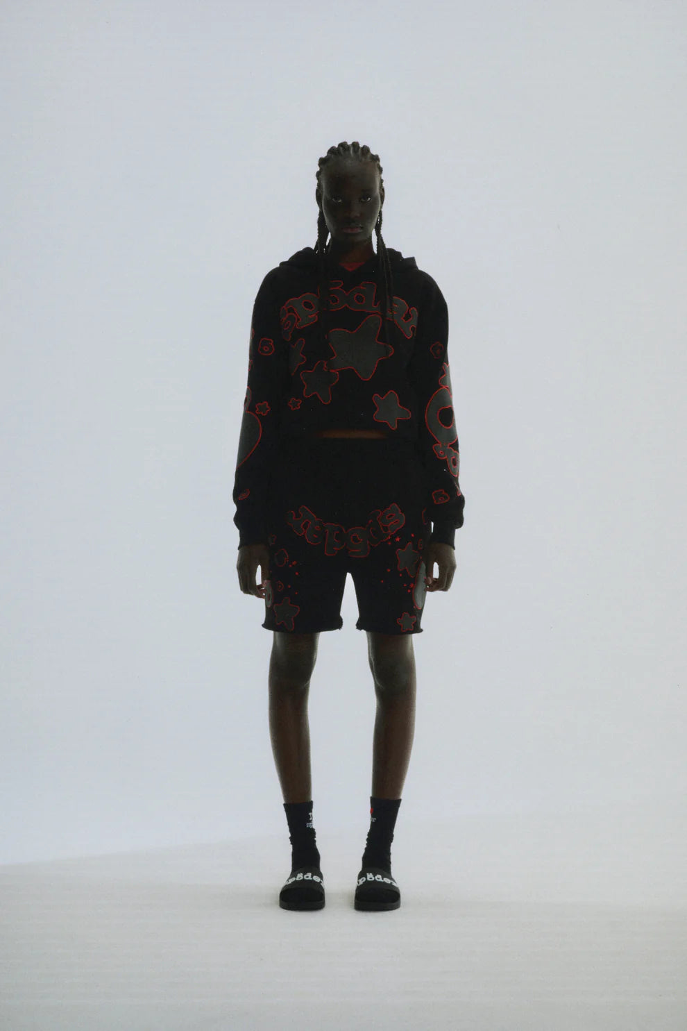 Sp5der Black Red Beluga Outline Hoodie