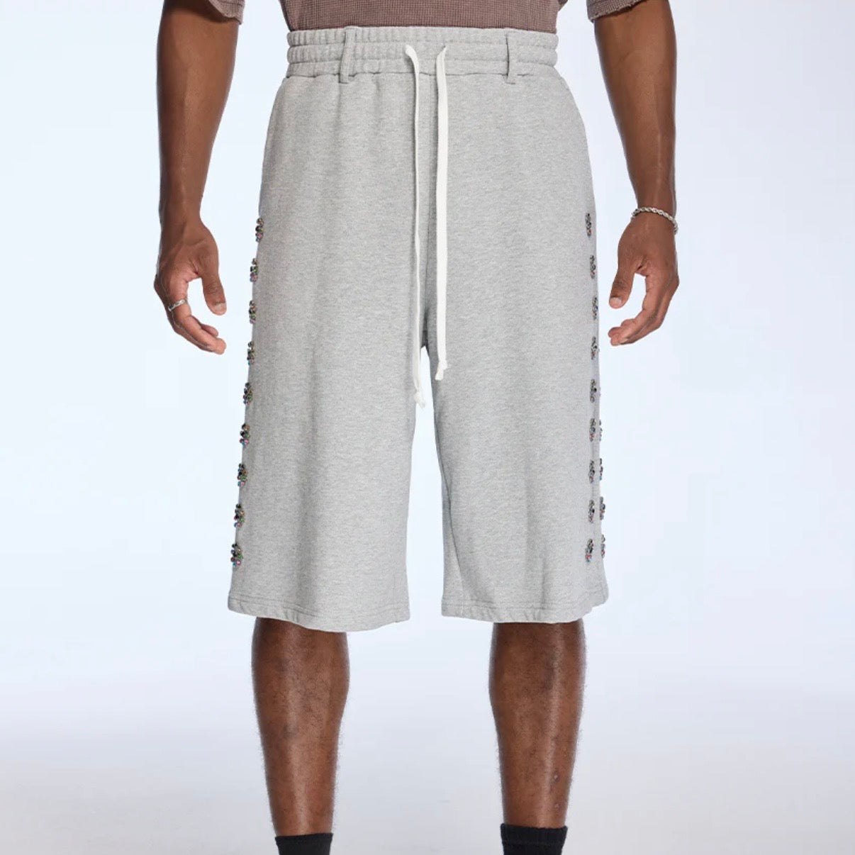 AZVA Grey Crystal Blossom Shorts