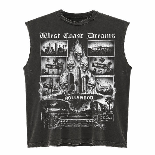 Amis et Fleurs Vintage Black West Coast Dreams Cutoff