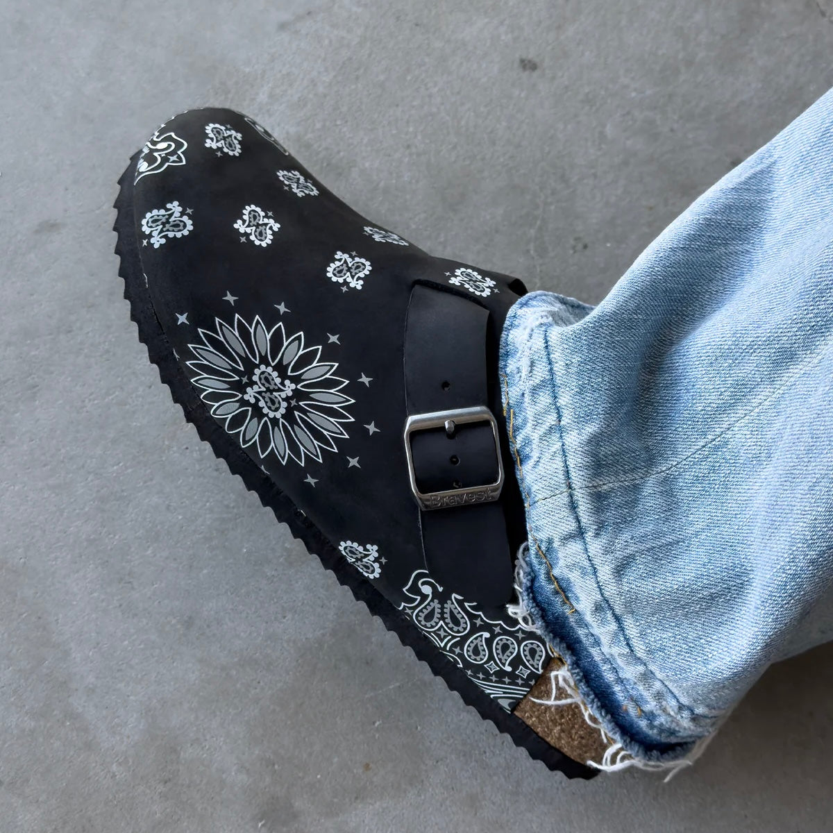 Bravest Studios Black Suede Paisley Clog