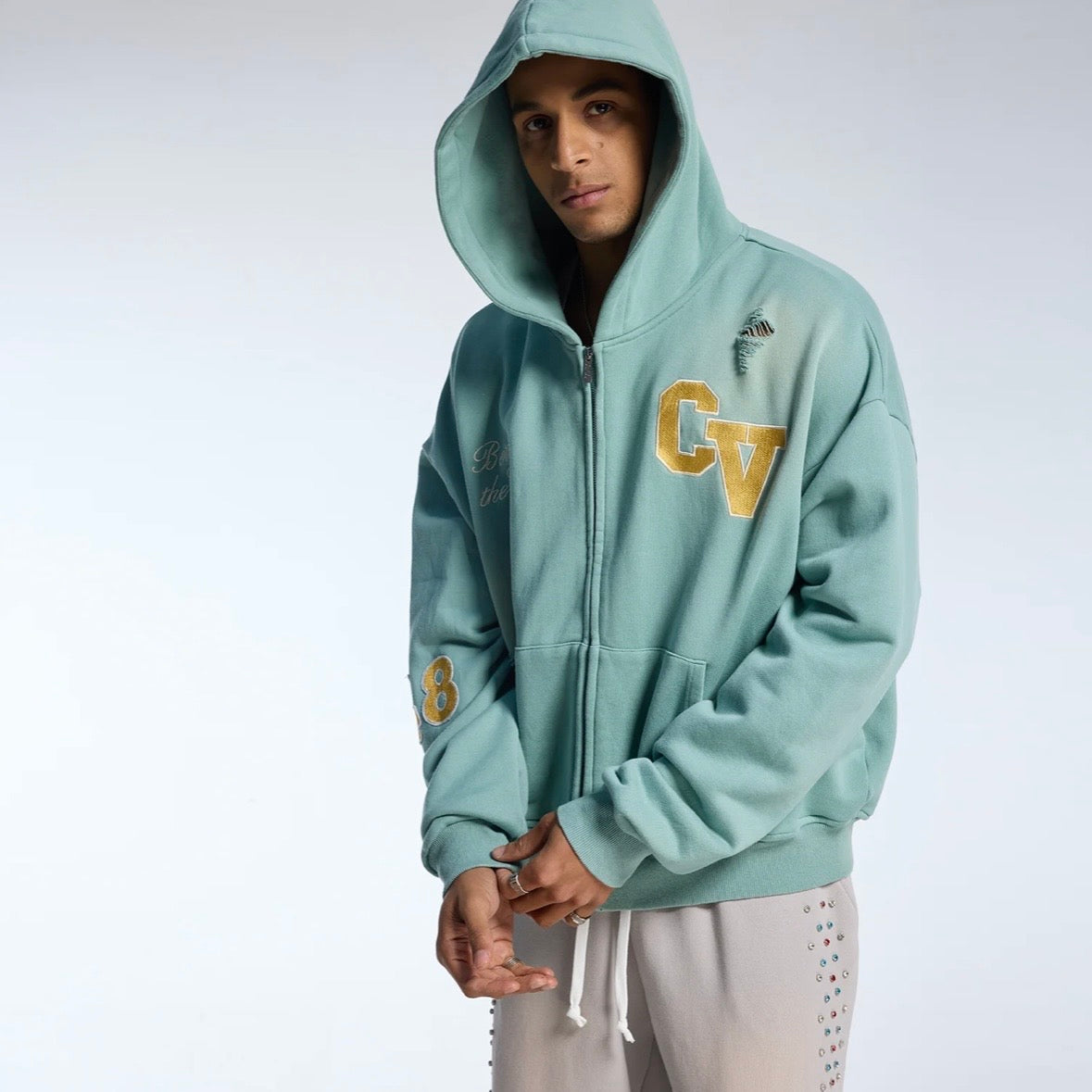 AZVA Mint Green Top Dog Zip Hoodie