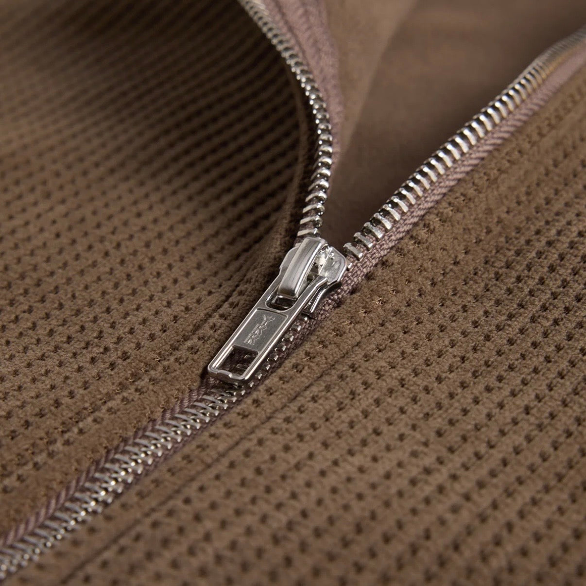 AZVA Brown Waffle Zip Hoodie