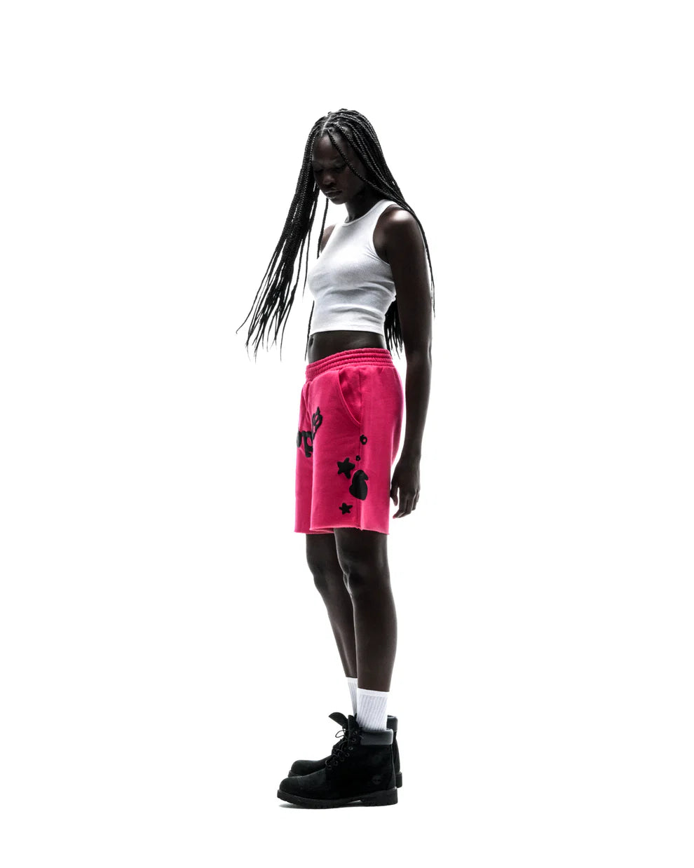Sp5der Pink Black Beluga Sweat Shorts