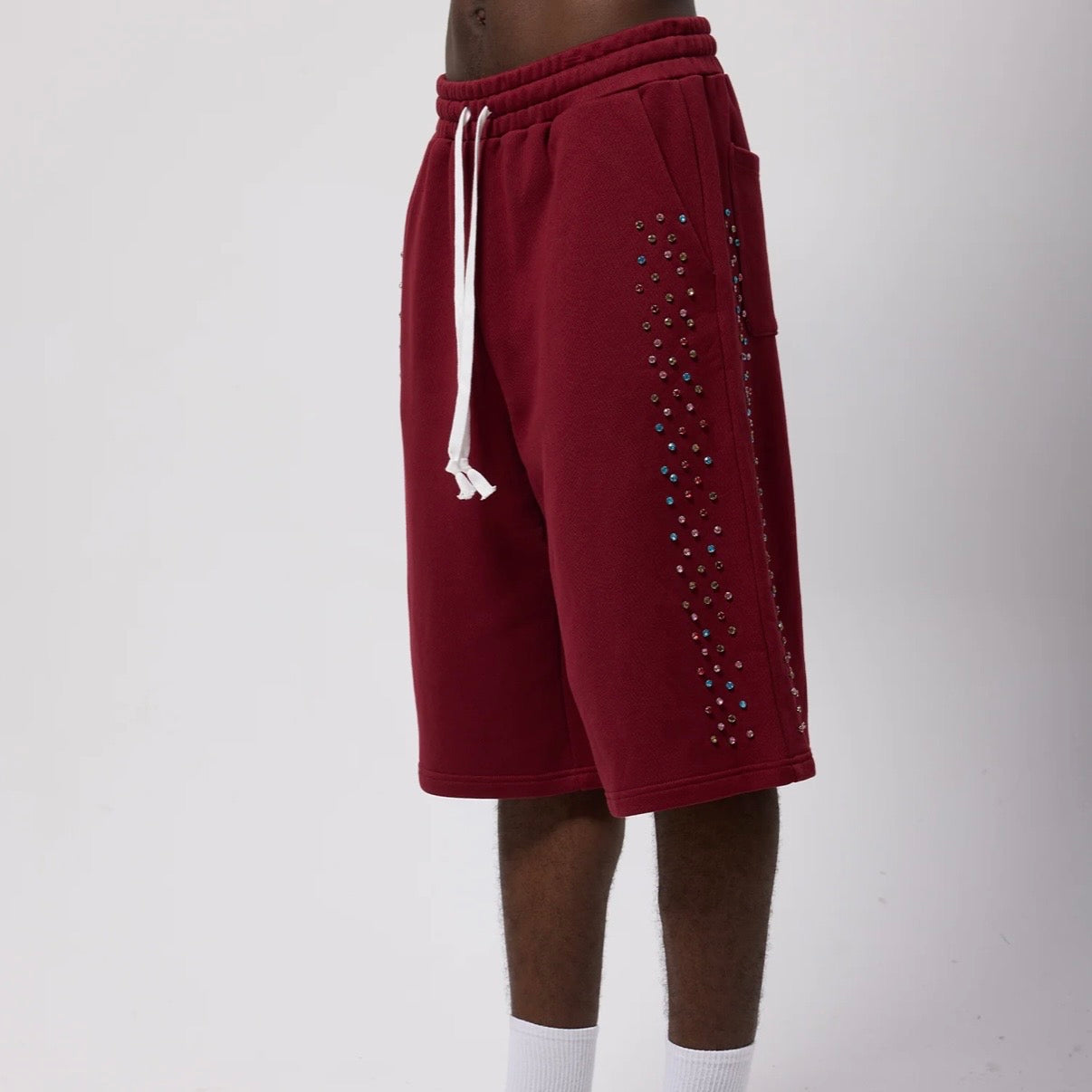 AZVA Maroon Crystal Cactus Shorts