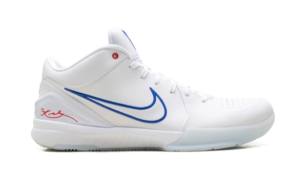 Nike Kobe 4 Protro Draft Day Pack Los Angeles Clippers, inner side of the shoe with red Kobe signature and blue Swoosh