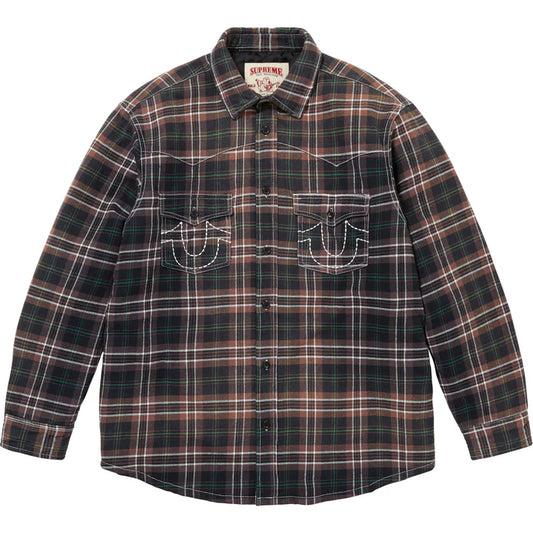 Supreme True Religion Black Quilted Lined Plaid Flannel