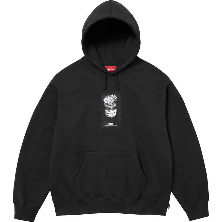 Supreme Black Soup Can Hoodie Front View