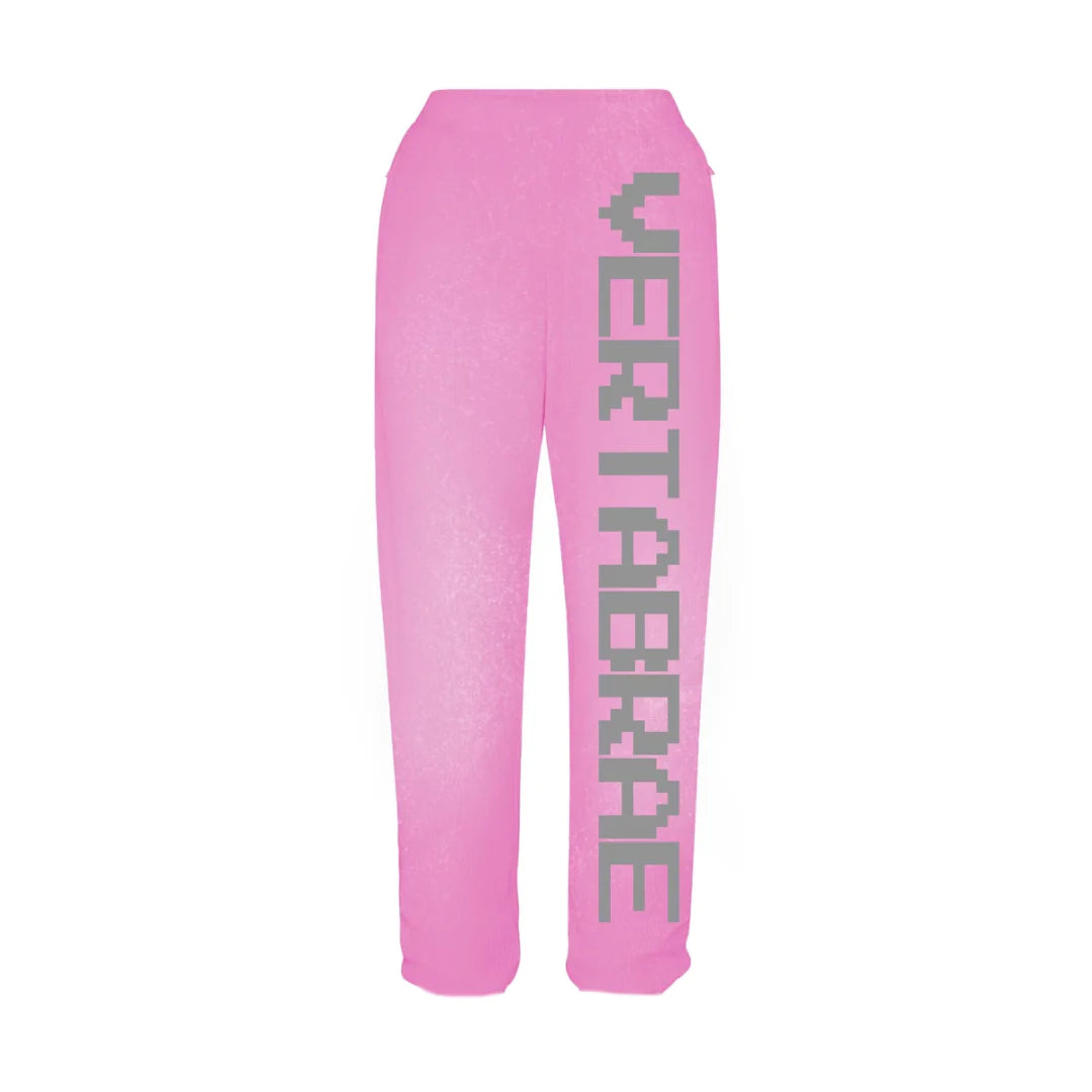 Vertabrae Pink Grey Sweatpants Front VIew