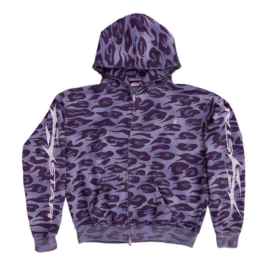 Hellstar Purple Cheetah Zip Hoodie