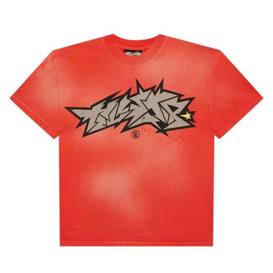 Hellstar Red Cracked Logo Print T-Shirt