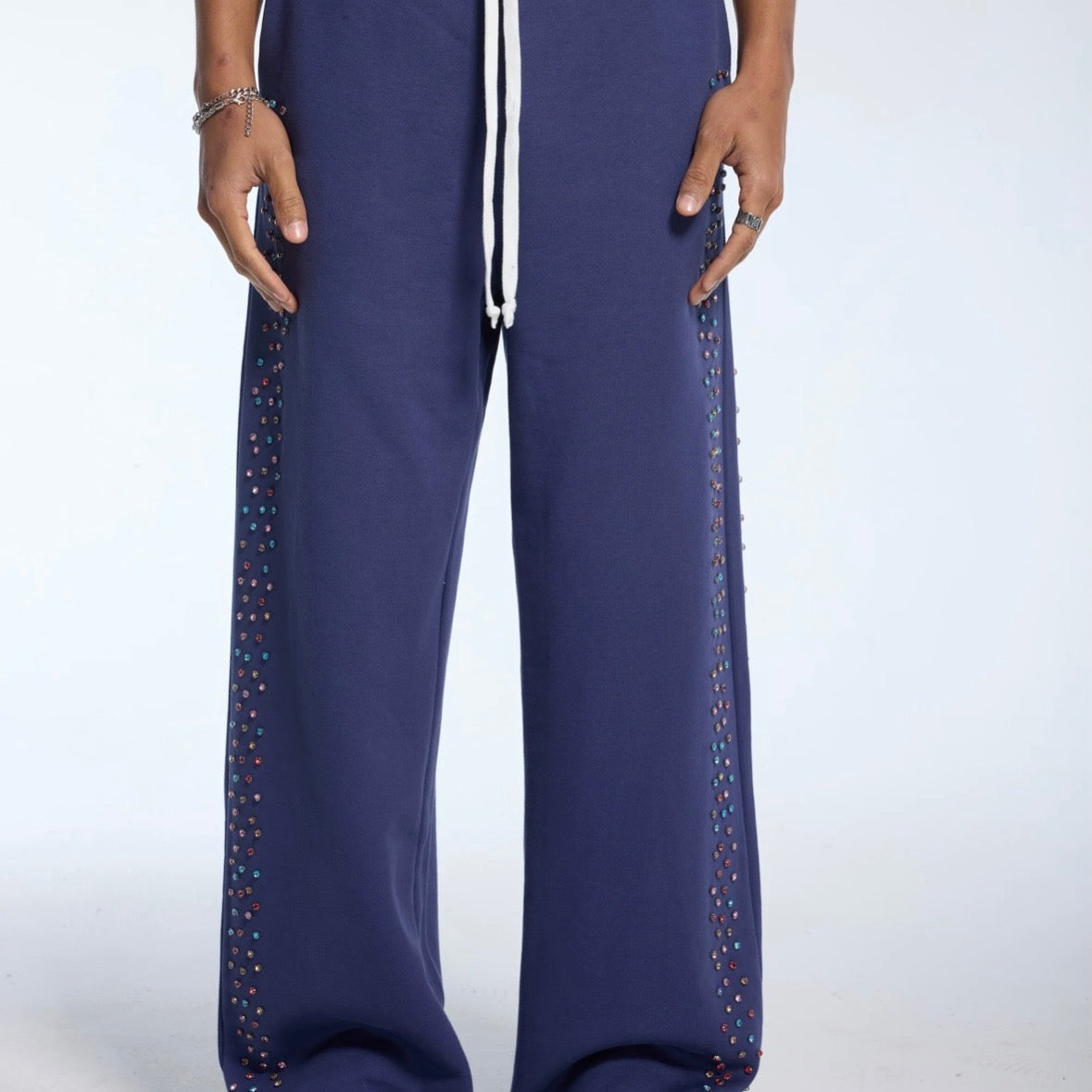 AZVA Navy Crystal Cactus Sweatpants