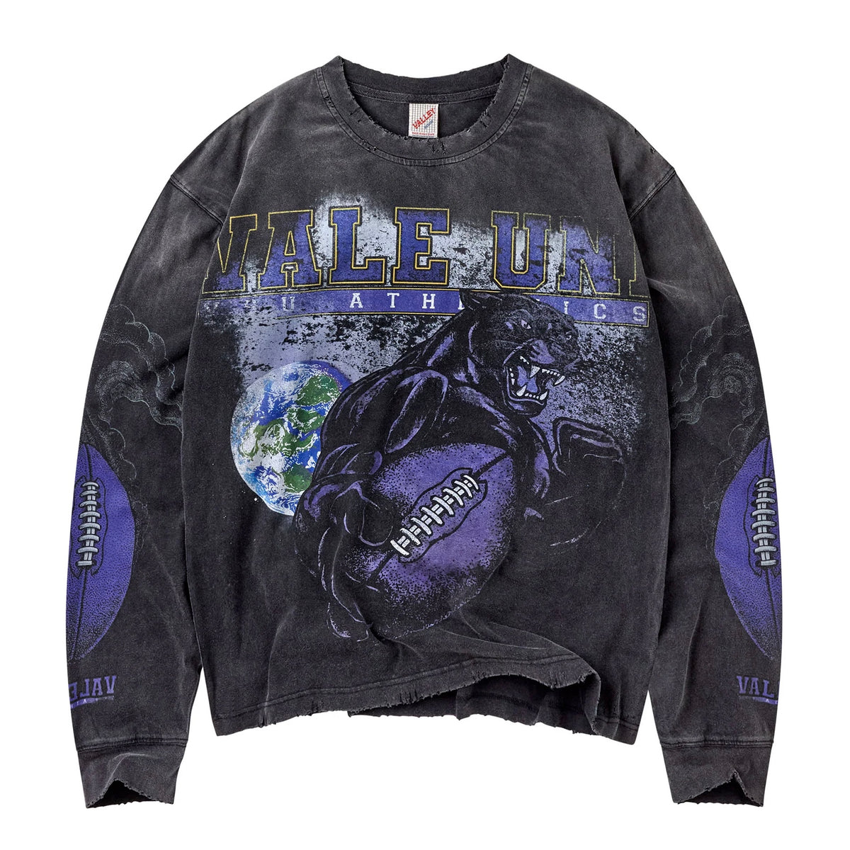 Vale Kountry Long Sleeve front view with the arched Vale Uni panther and football graphic