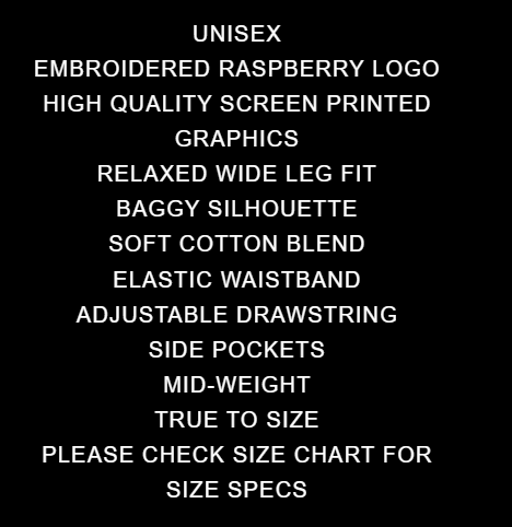 Product details card listing the sweatpants' fit, fabric and construction features