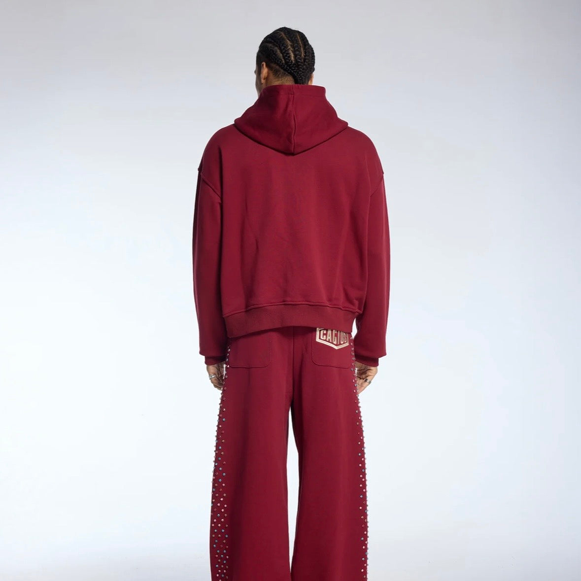 AZVA Maroon Crystal Cactus Zip Hoodie