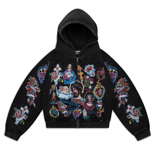 We Are Righteous Black Risen King Zip Hoodie