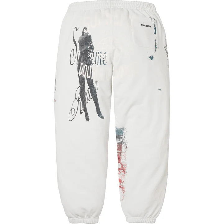 Supreme White Overprint Sweatpants