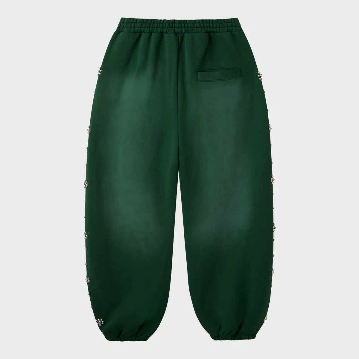 HMDD Green Flower Studded Scrunch Sweatpants