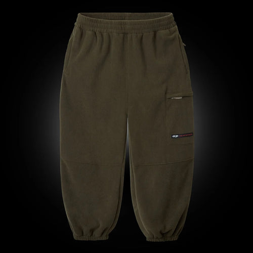 GV Gallery Olive Fleece Sweatpants, olive green fleece joggers with elastic waist drawcord, a zip thigh pocket and elasticated cuffs