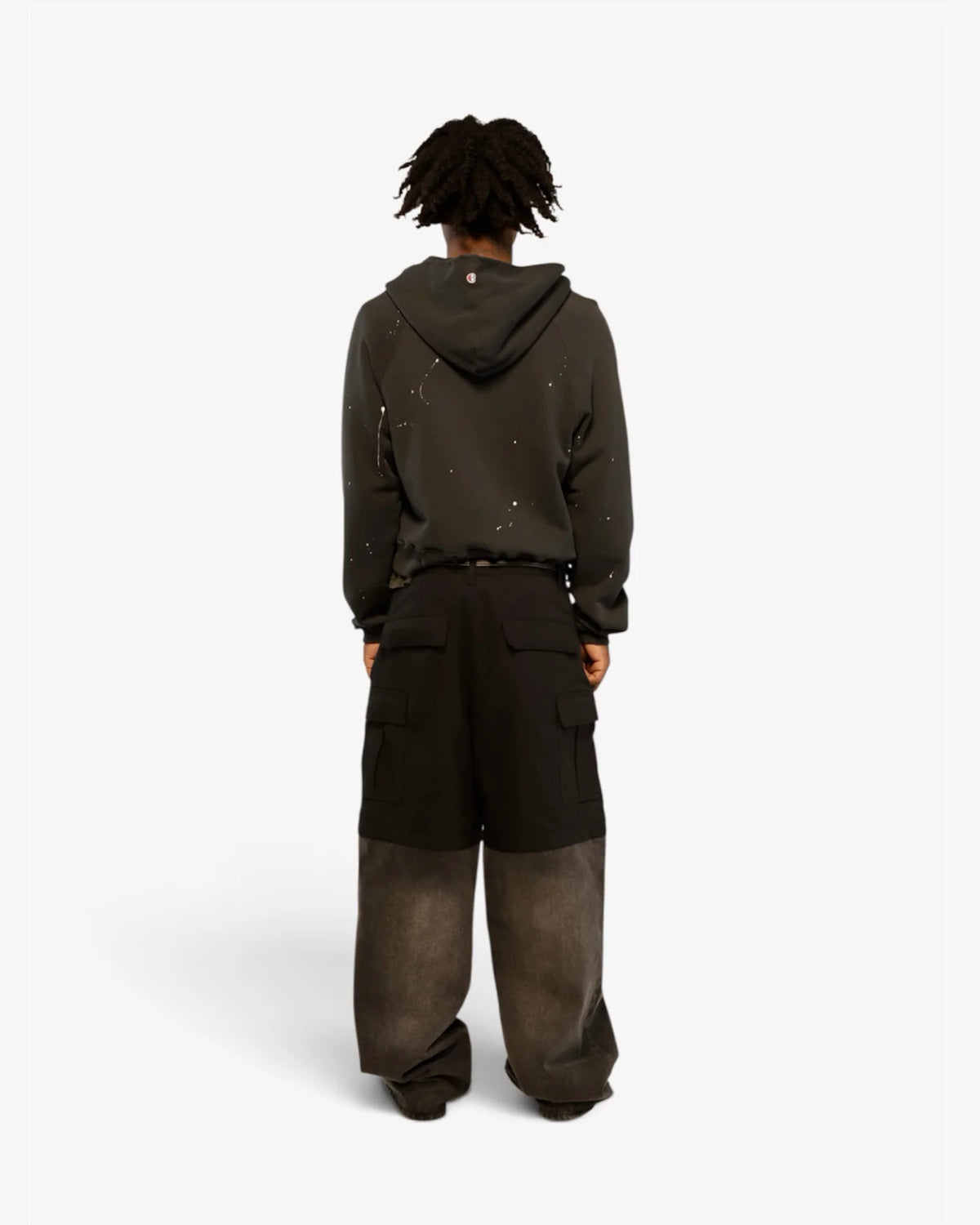 Model wearing the Easton Ellis half zip hoodie, back view