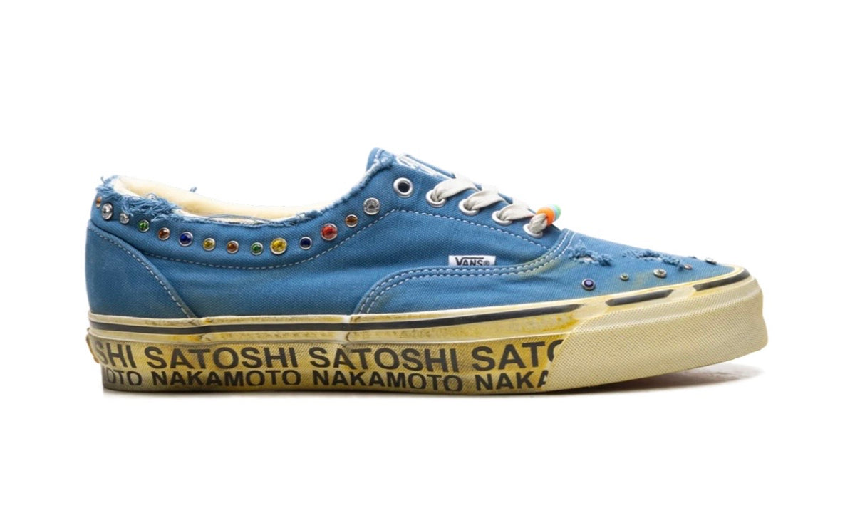 Vans Era 95 Satoshi Nakamoto Lucky Charm side profile showing charm-studded collar