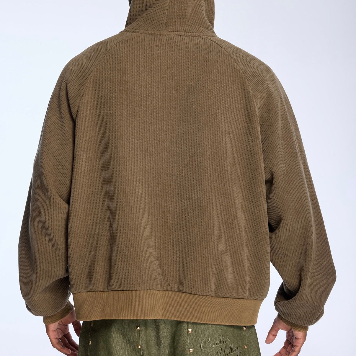 AZVA Brown Waffle Zip Hoodie